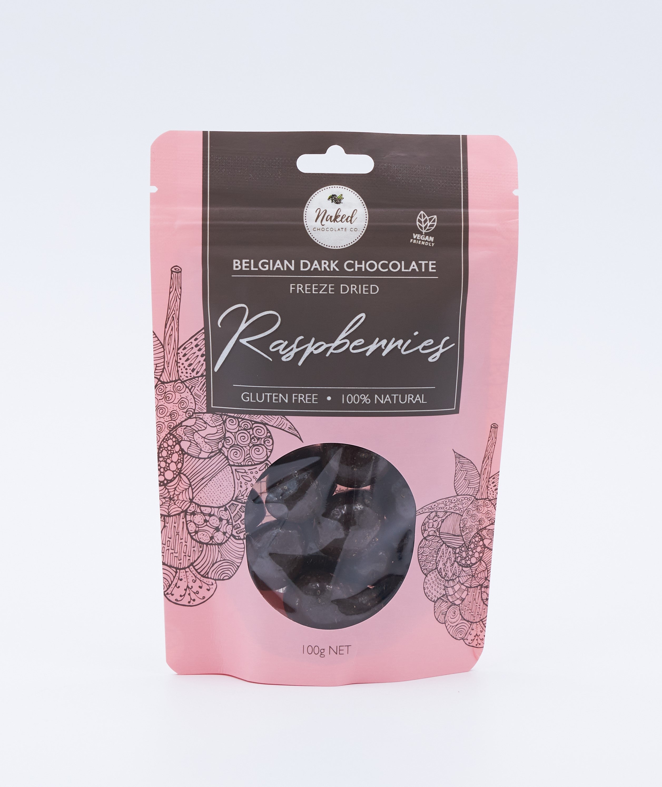 Dehydrated Raspberry Chocolate Dark Chocolate Freeze Dried Raspberries - 100g – Naked Chocolate Co.
